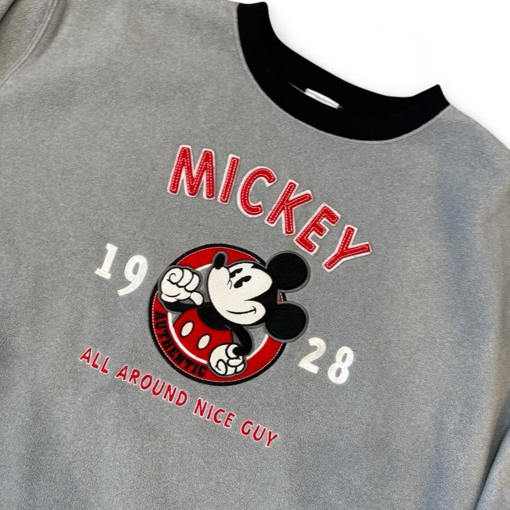Vintage Disney Store Mickey Mouse Grey Fleece Sweatshirt Adult‎ Size XXL 90s Y2K